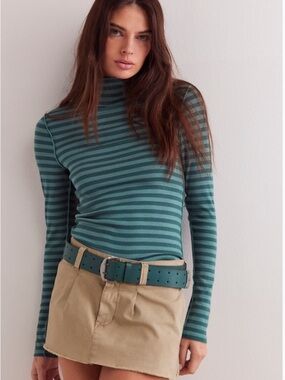 NWT Free People Good Good Turtleneck Stripe in Rainforest Combo